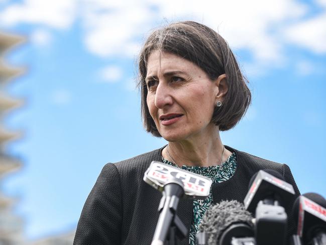 Premier Gladys Berejiklian, at a press conference at Queenscliff Surf Club on Monday to launch her government’s COVID Safe Summer Plan Picture: NCA NewsWire/Flavio Brancaleone