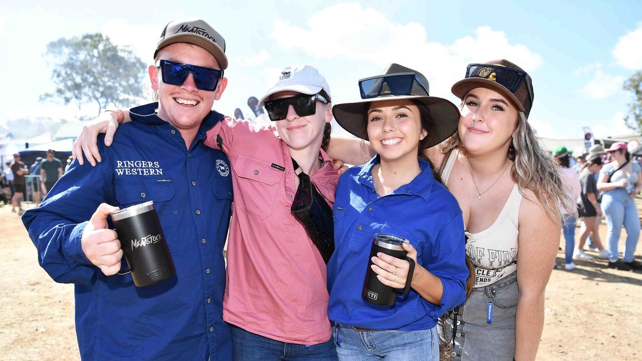 Lachy McLean, Anabel Godfrey, Becc Hay and Sumer Jackson at Meatstock, Toowoomba Showgrounds. Picture: Patrick Woods.