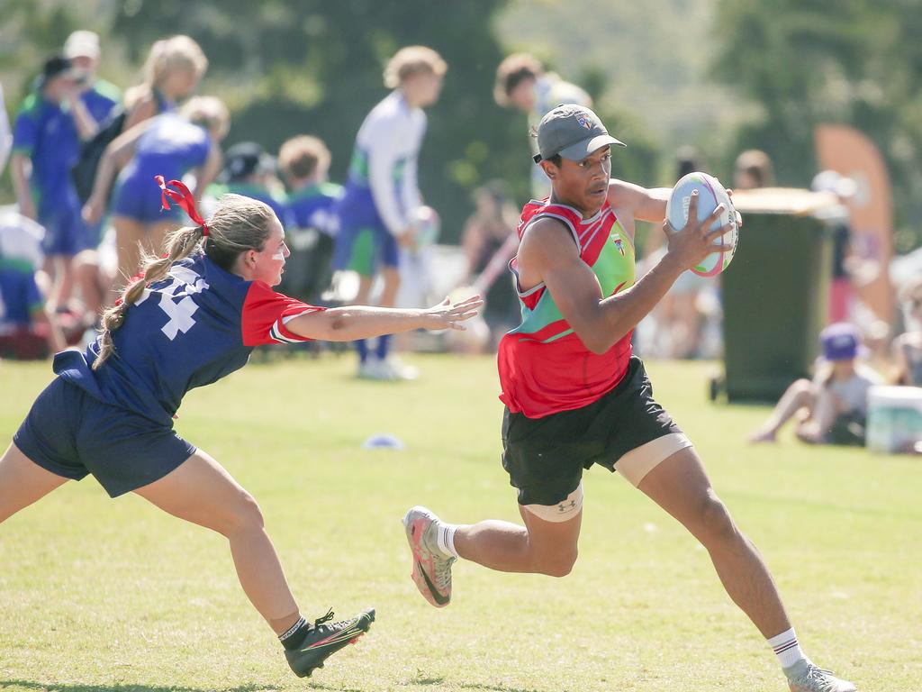 Sophia College V Parklands Christian College at the 2024 Gold Coast Titans All Schools Touch Football Picture: Glenn Campbell