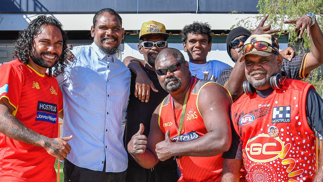 Johnson Boys at the Gold Coast Suns match to show their support for Suns vs Bulldogs. Picture: Pema Tamang Pakhrin