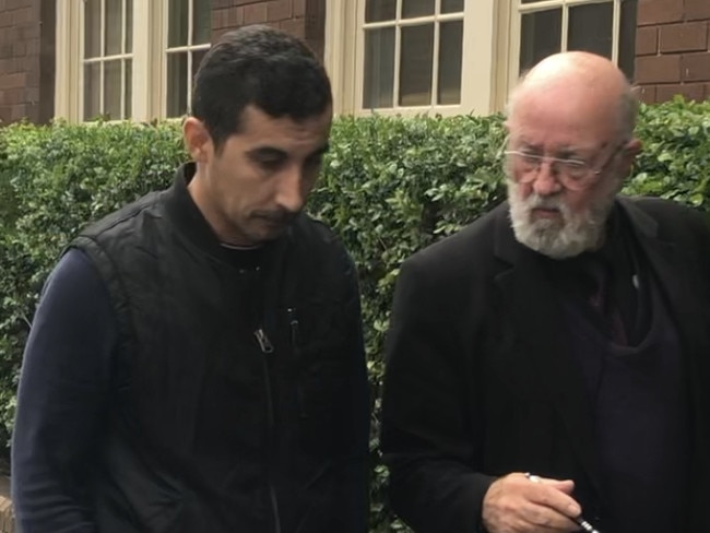 Abdul Gaznawi (left), 44, of Bankstown, with his solicitor, outside Manly Local Court on Wednesday, where he was convicted, as the owner of a tobacco shop at Dee Why, of selling restricted vapes and nicotine products. Picture: Manly Daily