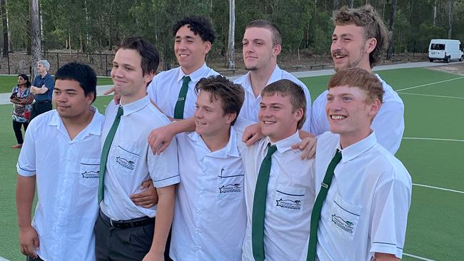 Jack Myers, in the middle back row, with his mate Ashley Anderson in the centre, front row.