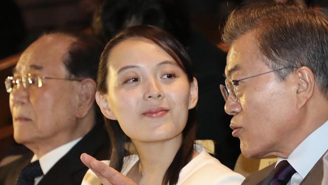 South Koran President Moon Jae-in talks with Kim Yo Jong, North Korean leader Kim Jong Un's sister, on the weekend.