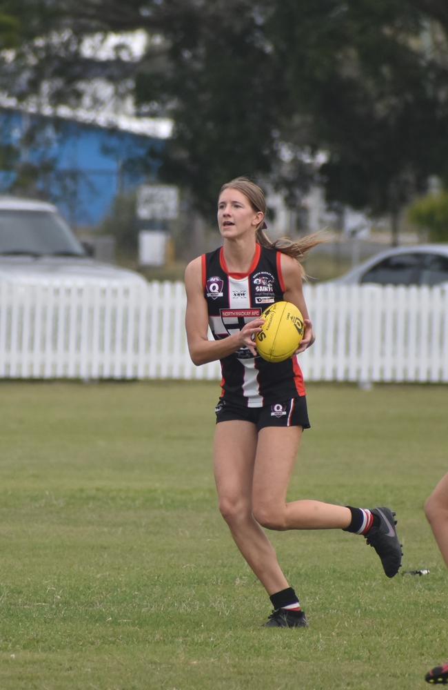 Audrey Tweddell in the North Mackay Saints and Eastern Swans clash in the senior women's McDonald's Mackay Cup, August 21, 2021. Picture: Matthew Forrest