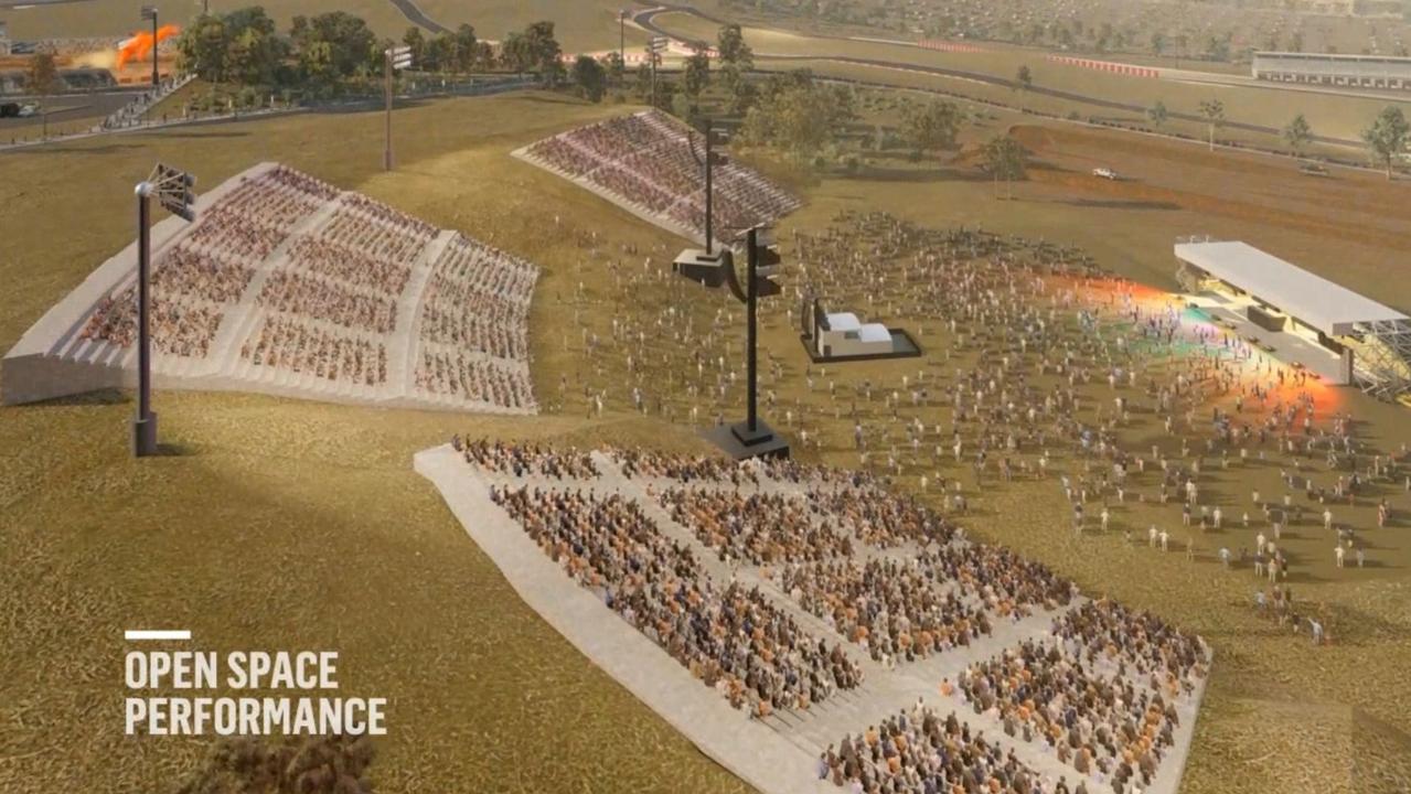 Artist impressions of the Wellcamp Entertainment Precinct, would have the capability of holding festivals and large events.