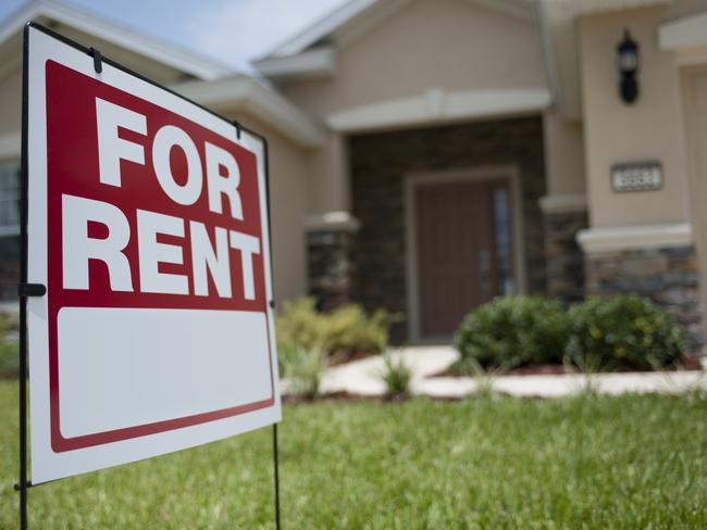 For Rent sign in front of new house