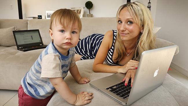 Marianna Moszczynski, with her son Austin, sources information from many websites to be safe. Picture: David Caird