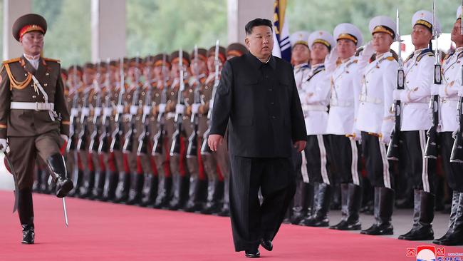 Kim Jong-un receives a send-off before deparing for Russia. Picture: AFP