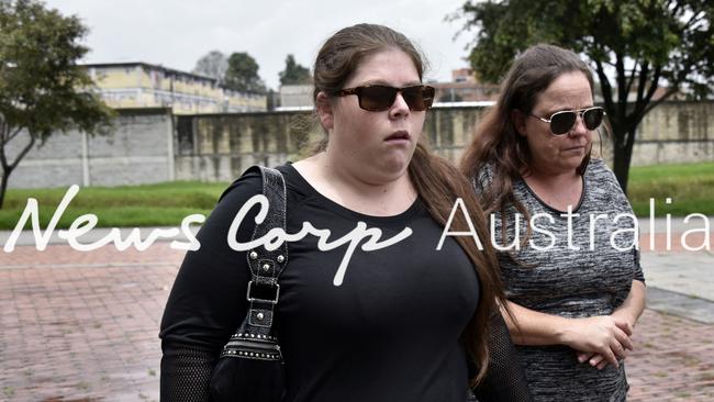 Cassandra Sainsbury's mother and sister behind the jail El Buen Pastor in Bogota. Picture: Guillermo Legaria