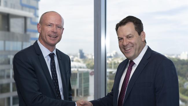 CUA CEO Paul Lewis (left) and HBF CEO John Van Der Wielen. Picture: supplied