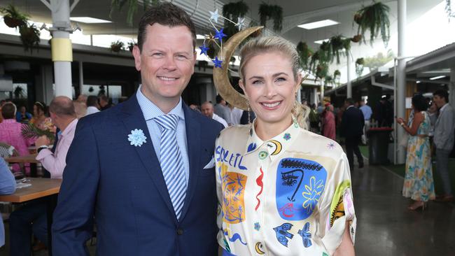 Social Pictures taken at the Magic Millions race day at the Gold Coast Turf Club. From L-R Troy Martin and Stephanie Martin of Mt Cotton. Pic Mike Batterham