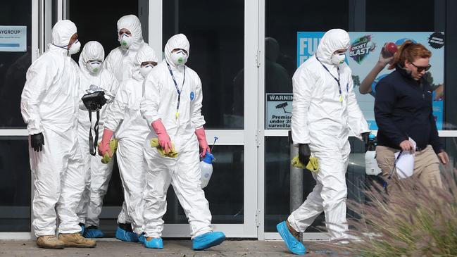 Cleaners at Mawson Lakes School on November 16, 2020. Picture Tait Schmaal.