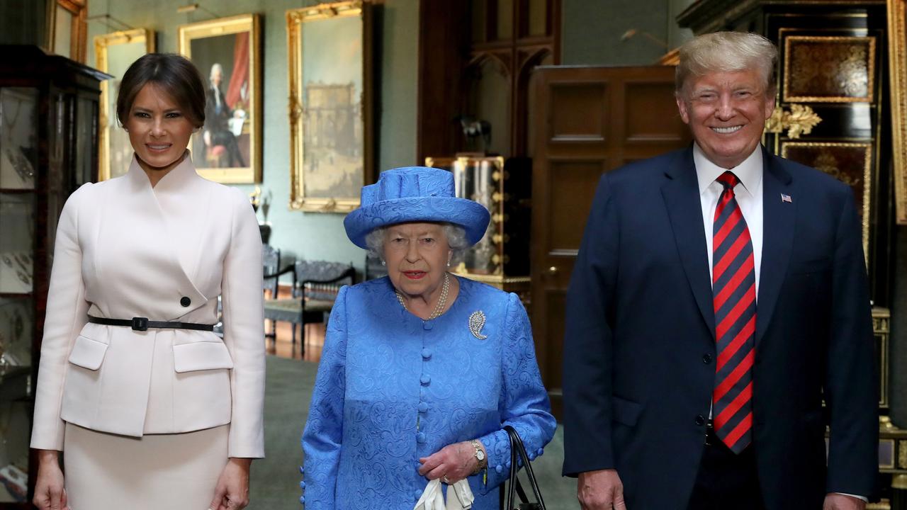 Mr Trump, seen here with wife Melania visiting the Queen in 2018, believes Harry betrayed the Queen when he left the royal family. Picture: Steve Parsons / POOL / AFP