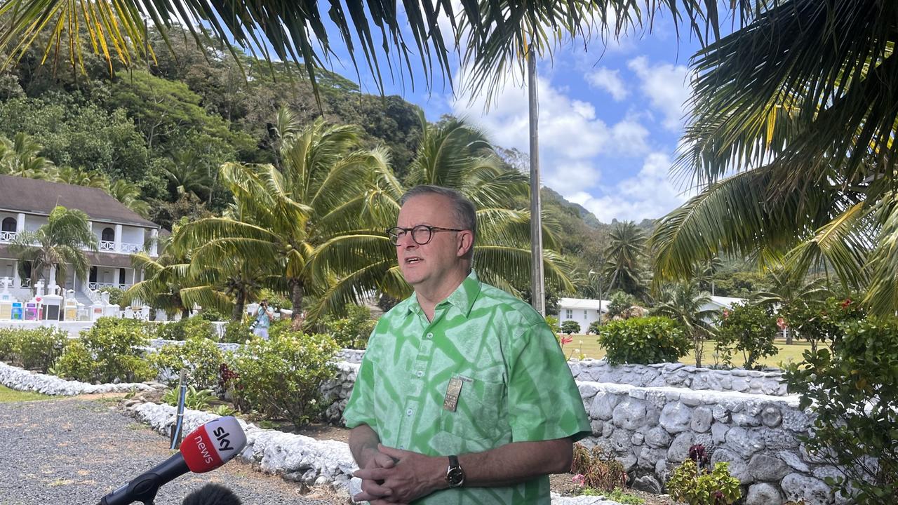 The Prime Minister at a press conference on Thursday during the Pacific Islands Forum in Rarotonga.