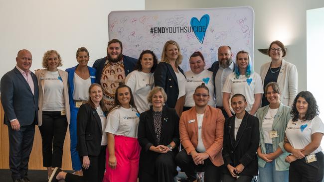 Luke Mitchell (back row, 4th from the left) at the End Youth Suicide Week breakfast briefing in Parliament House. Youth Insearch advocates addressed decision makers on the importance of supporting a lived experience peer workforce to supplement the current system. Photo: Supplied.