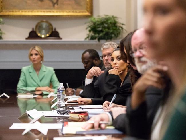 Kim Kardashian attended a meeting with Ivanka Trump and Jared Kushner. Picture: Twitter