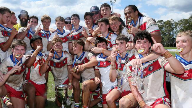 Monaro players celebrate their victory. Picture: Sue Graham