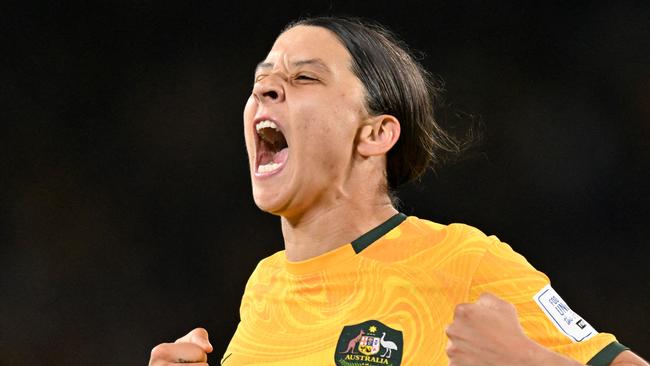 Matildas star Sam Kerr has signed a new two-year deal with Chelsea. Picture: IZHAR KHAN / AFP