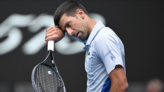 Novak Djokovic has lost the two first sets in his semi final clash with Jannik Sinner. Picture: AFP