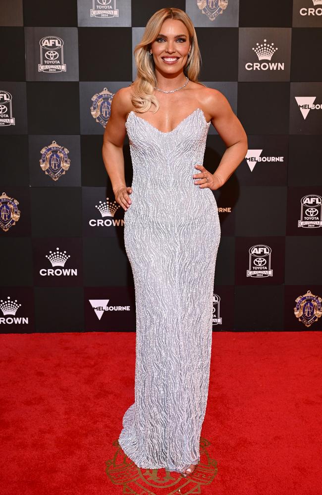 Abbey Holmes arrives ahead of the 2024 Brownlow Medal. Picture: Quinn Rooney