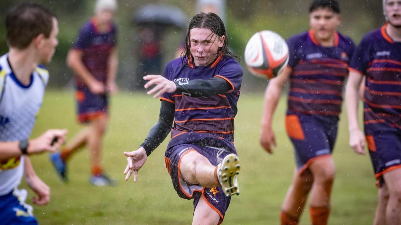 Nate Thompson in action at the U15s Queensland Schools Rugby Union State Championships. Picture: Brendan Hertel/QRU.