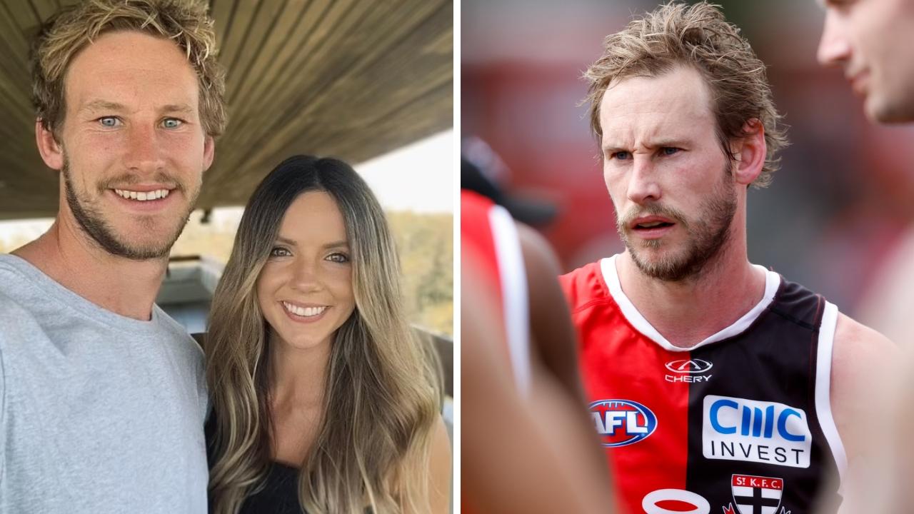 Himmy Webster and wife Richael. Photo: Instagram and Dylan Burns/AFL Photos via Getty Images.