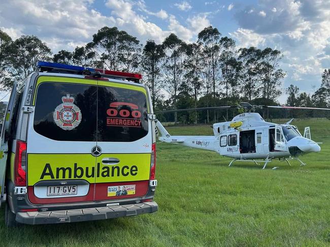 The Sunshine Coast-based LifeFlight aeromedical crew airlifted a man to hospital this afternoon, after he suffered a dog bite.