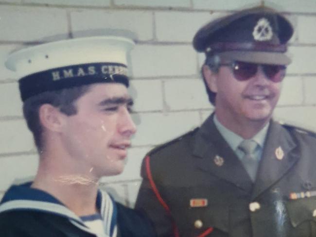 Navy sailor Steven Best and his father Brian, who served in the Vietnam War.