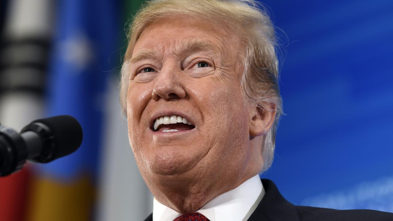 President Donald Trump speaks at the Global Coalition to Defeat ISIS meeting at the State Department in Washington. Picture: AP Photo/Susan Walsh