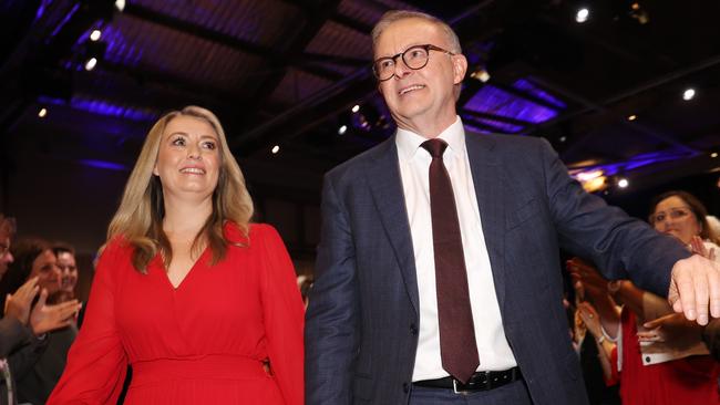 Labor leader Anthony Albanese with his partner Jodie Haydon. Picture: Sam Ruttyn