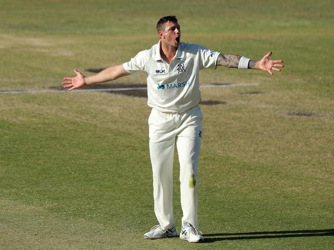 James Pattinson delivered an excellent opening spell for Victoria at the WACA ground in Perth. Picture: AAP Image/Richard Wainwright