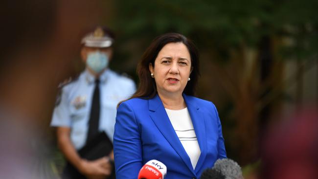 Queensland Premier Annastacia Palaszczuk speaks during a press conference to provide a Covid update at Parliament House. It’s been revealed a woman being treated for COVID-19 in Bundaberg isolated on a property near Biggenden. Picture: NCA NewsWire / Dan Peled