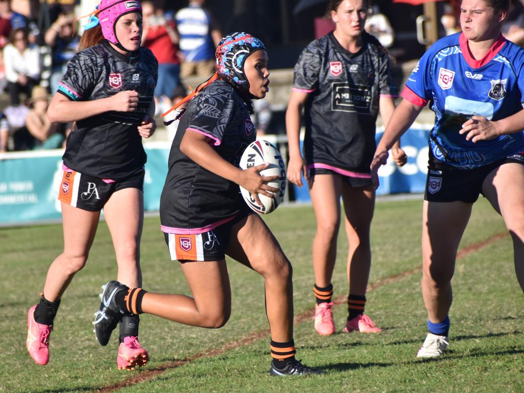 Rocky Junior League grand finals, under-17 girls, Rockhampton Tigers versus Norths, Rugby Park, on June 8, 2024.