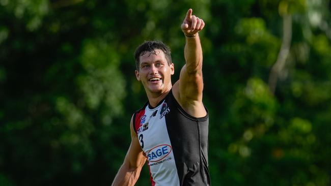 Matt Shannon was prolific for Districts agains Tiwi. Picture: Tymunna Clements / AFLNT Media