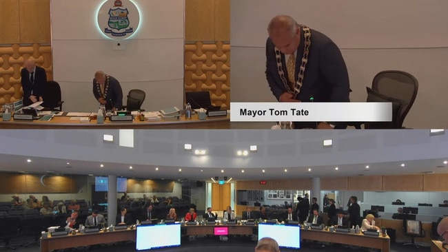 Mayor Tom Tate has been accused of being “un-Australian” and “muffling” debate after a flashpoint moment at a full council meeting where he silenced and sat down two councillors