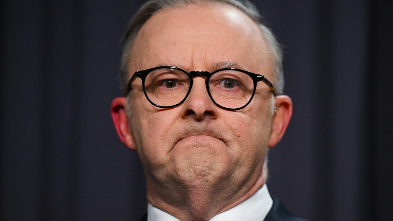 Prime Minister Anthony Albanese spoke at an emotional press conference. Picture: AAP