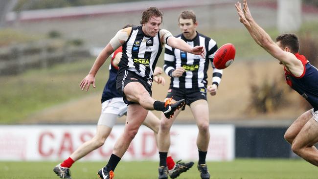 Round 6 TSL match between Glenorchy v North Hobart from KGV. Glenorchy's Matthew Joseph kicks. Picture: ZAK SIMMONDS