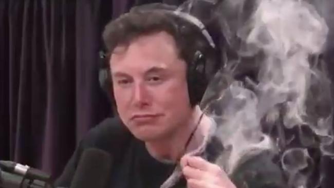 Elon Musk was filmed smoking during a rambling interview for the Joe Rogan Experience.