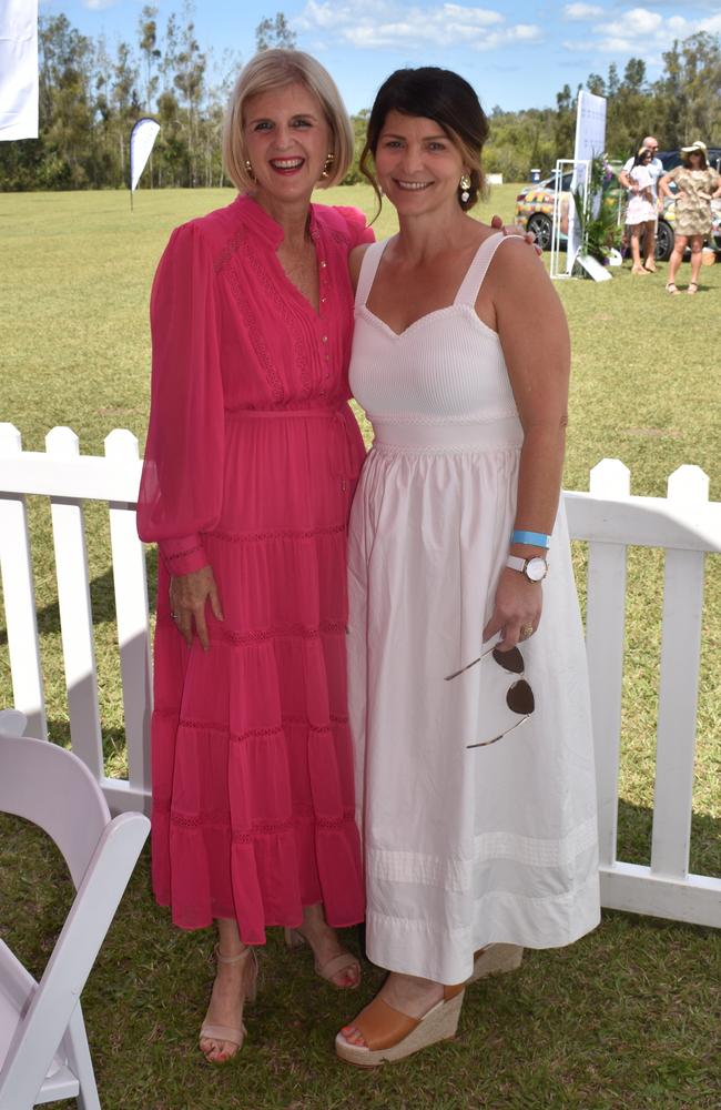 Melinda Dines and Lisa Darr enjoy their day at the Polo By the Sea event in Maroochydore. Picture: Eddie Franklin