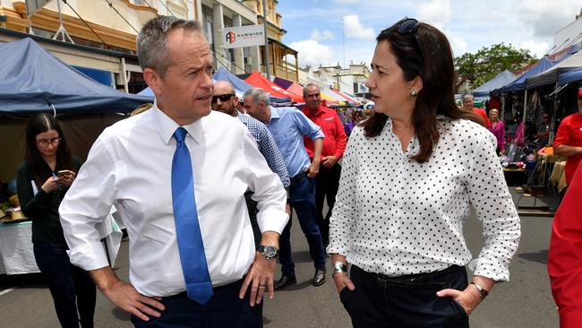 Bill Shorten won’t be by the side of Queensland Premier Annastacia Palaszczuk at her campaign launch. Picture: AAP/Darren England