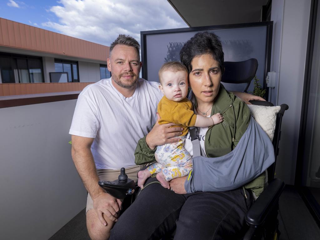 Brianna and her family in 2023 after she survived a catastrophic brain bleed while pregnant with her daughter Mahali. Picture: Wayne Taylor