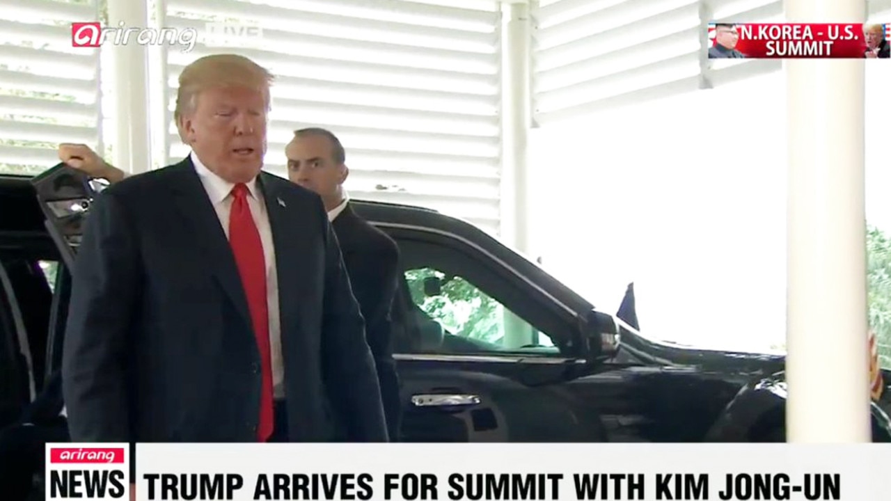 Donald Trump reached the destination a few minutes after Kim Jong-un.