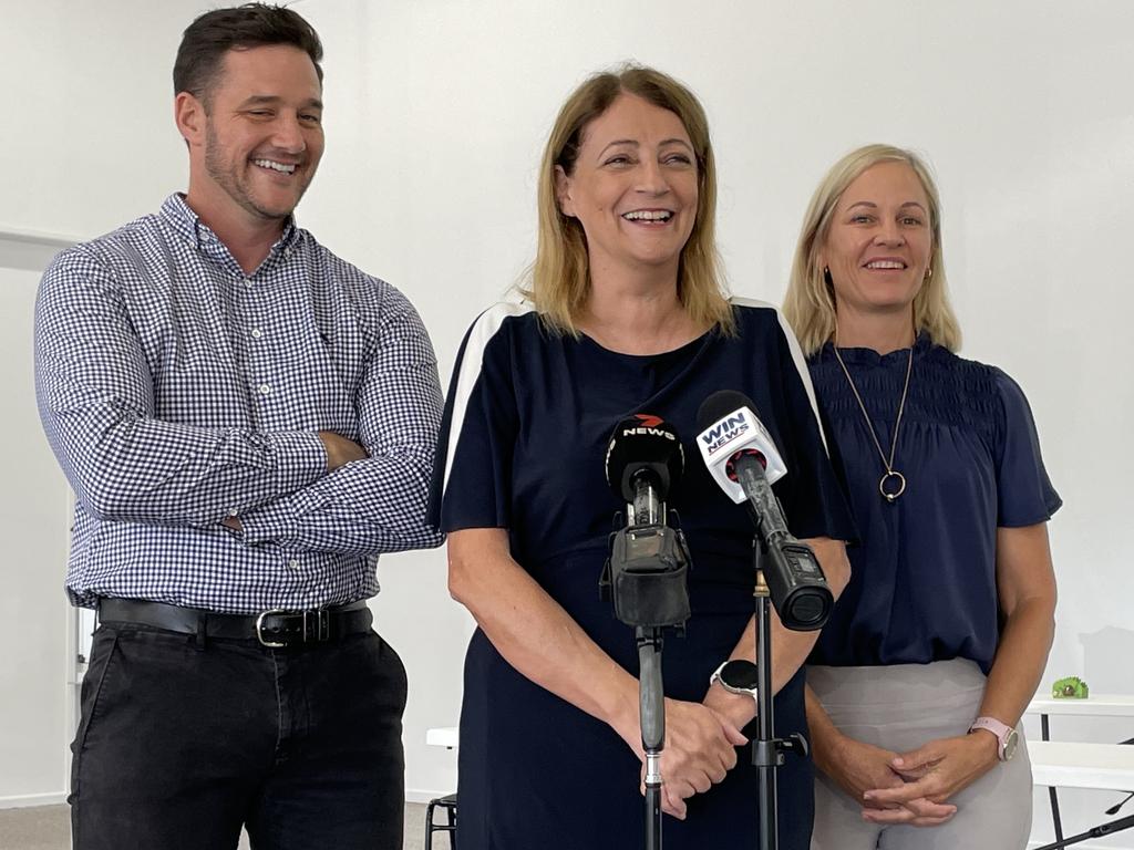 Team Hill's Ben Fusco, Townsville Mayor Jenny Hill, and Shari Fabbro secured first positions on their ballots. Picture: Leighton Smith.