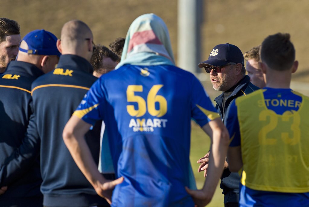 USQ FC coach Matt Proctor after defeating Willowburn in Toowoomba Football League Premier Men semi-final at Commonwealth Oval, Sunday, August 26, 2018. Picture: Kevin Farmer