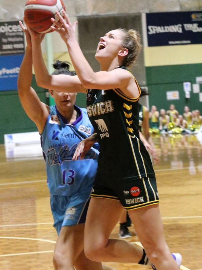 Ipswich Force player Catherine MacGregor works hard in her team's first win of the NBL1 North competition, against Cairns at JBS Stadium. Picture: Megan Low