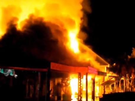 Nimbin fire. Source: Screenshot from Facebook/Lismore Radio video