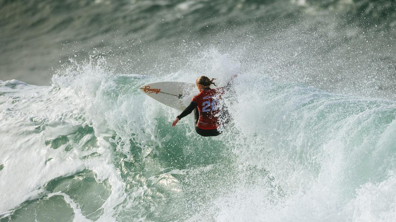 Isabella Nichols of Australia surfs in Heat 2 of the Semi finals at the Rip Curl Pro at Bells Beach. Picture: Cait Miers/World Surf League