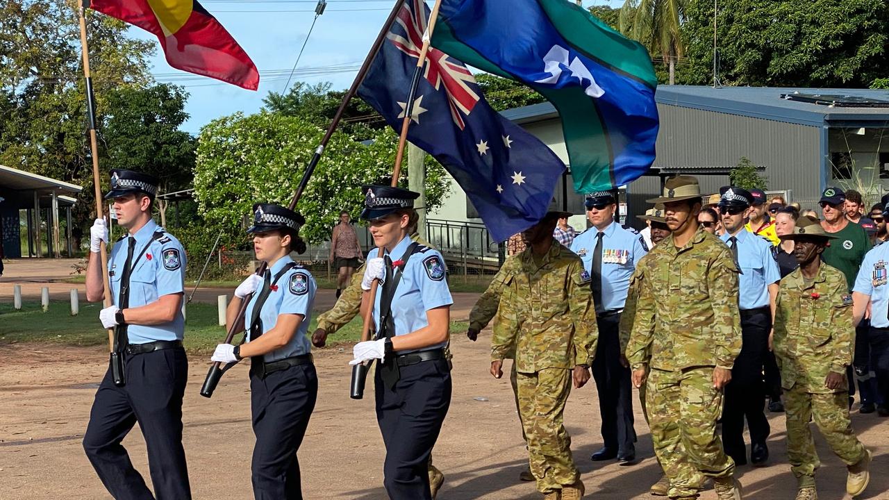 Anzac Day in Aurukun 2021. The community of Aurukun came together on Anzac Day to remember the 11 Aurukun men who enlisted with the Torres Strait Light Infantry.