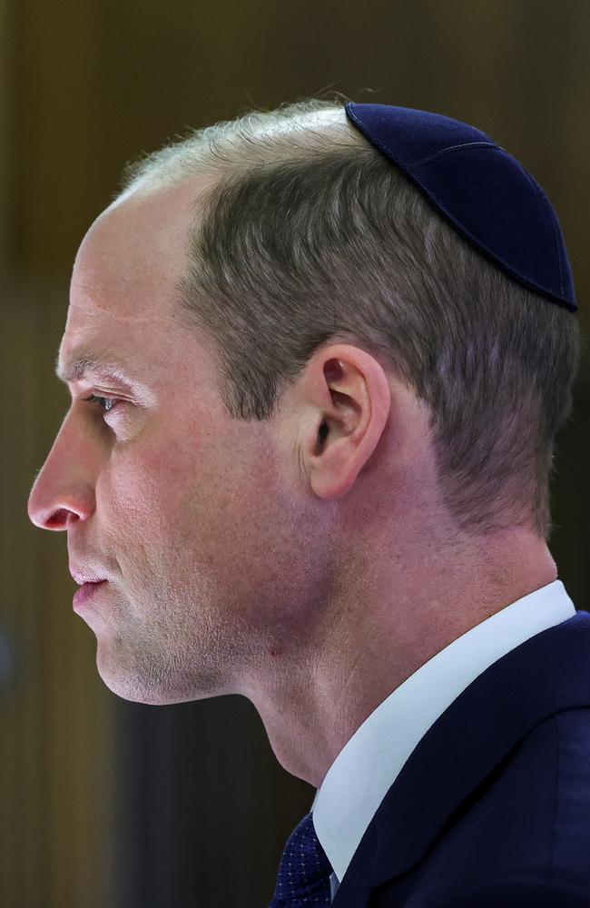 Prince of Wales wears a kippah as he visits the Western Marble Arch Synagogue. Picture: Getty Images