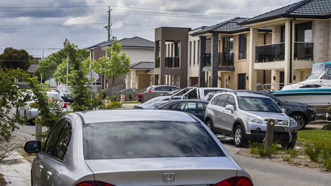 Meridian estate in Dandenong South has been slammed by residents for its poor design, with overflowing gutters, narrow streets and lack of parking among the issues. Pictures: Valeriu Campan